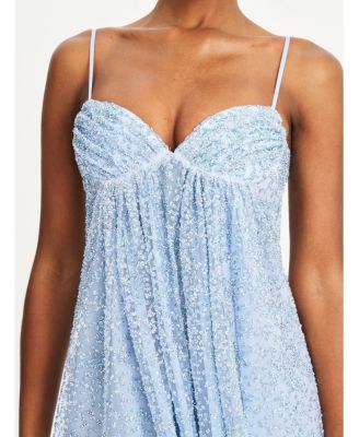 Wallie Rhinestone Embellished Mesh Backless Gown