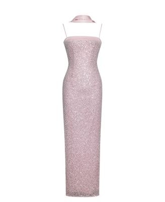 Raizel Beaded Sequin Bodycon Gown with Scarf