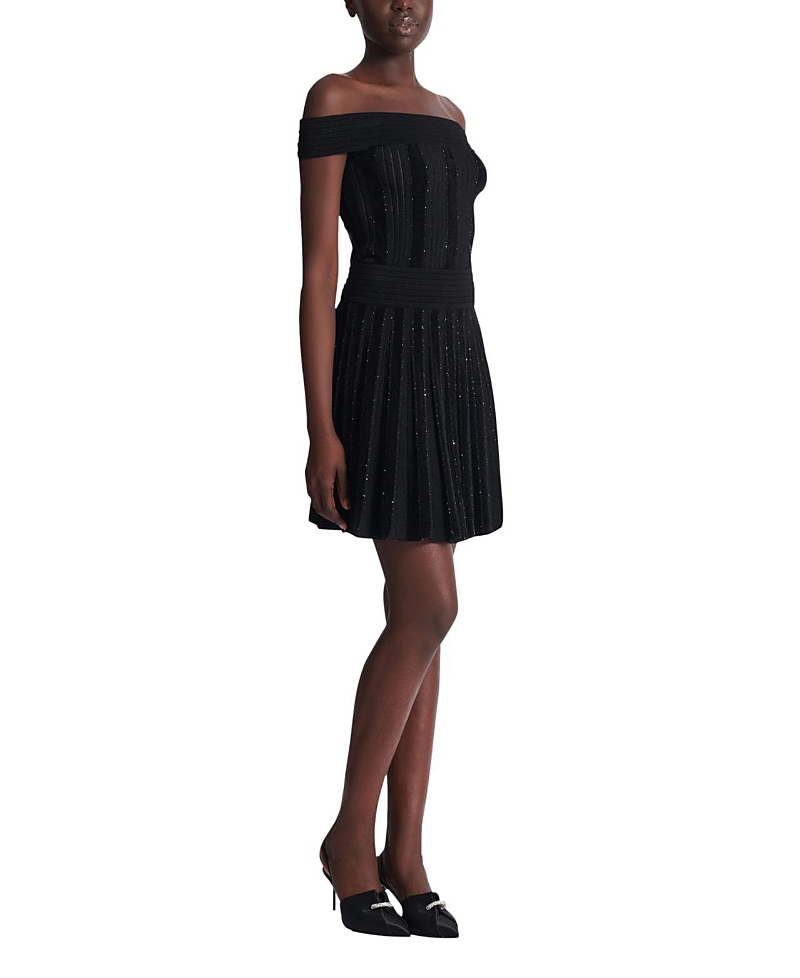 Balmain Pleated Glitter Knit Skirt