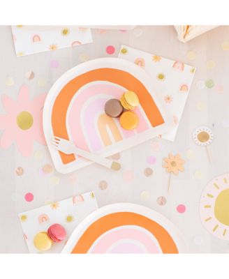  Boho Rainbow Large Paper Plates, Set of 8