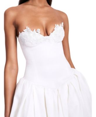 Naila Lace Trim Strapless Drop Waist Wedding Gown