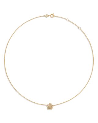 Forget Me Not Pav&eacute; Flower Pendant Necklace, 15.8-17.5" 