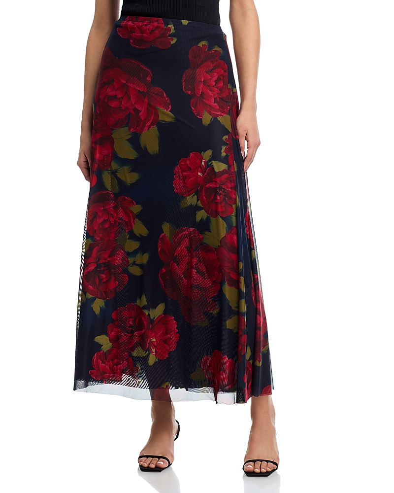 Aqua Mesh Floral Maxi Skirt - Exclusive