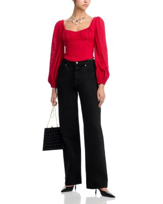 Embroidered Puffed Sleeve Top - Exclusive