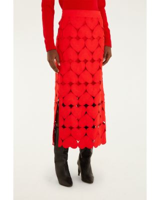 Hearts Linen Midi Skirt