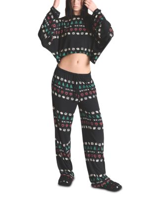 Cropped Top & Drawstring Pants Pajama Set