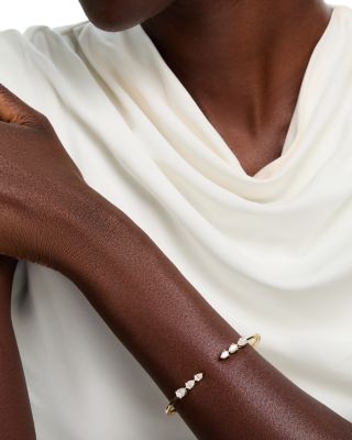 Luxe Collection Certified Lab Grown Diamond Pear Trio Bangle Bracelet in 14K Yellow Gold, 2.0 tcw