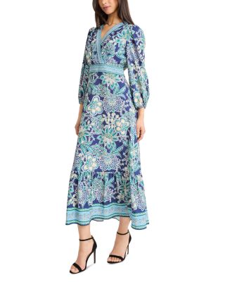 V Neck Balloon Sleeve Dress