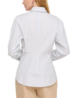 Fitted Cinched Waist Linen Shirt 