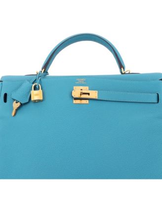Kelly 35 Handbag Blue Togo with Gold Hardware
