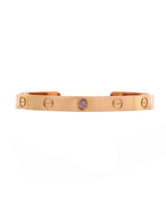  Love Cuff Bracelet 18K Rose Gold with Pink Sapphire