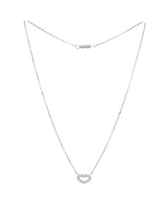  C Heart de Cartier Pendant Necklace 18K White Gold with Pave Diamonds, 16.75"