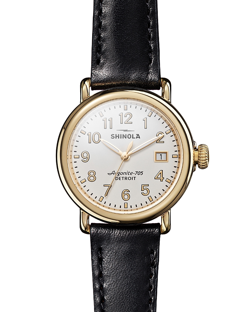 Shinola Runwell 3HD Leather Strap Watch, 36mm