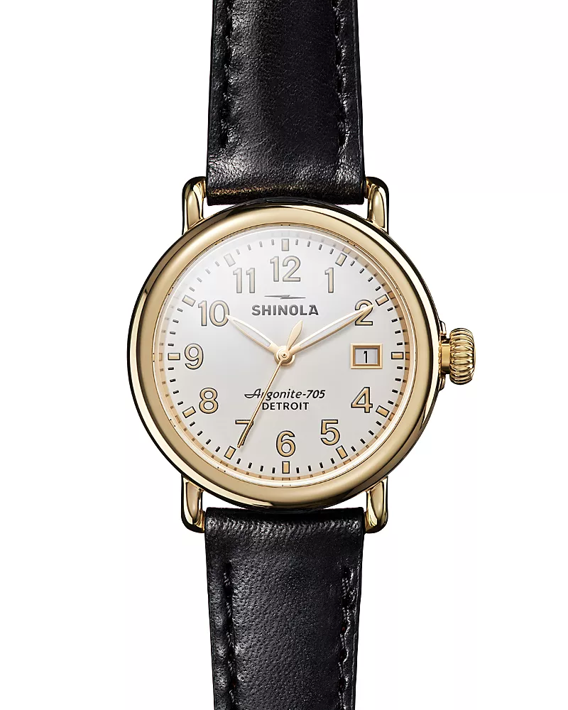 Shinola Runwell 3HD Leather Strap Watch, 36mm