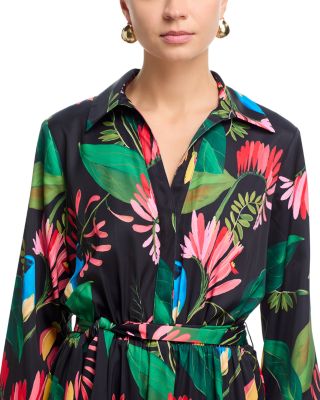 Long Sleeve Half Placket Faux Wrap Dress