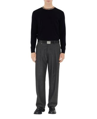 Check Trim Wool Sweater