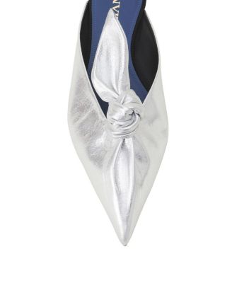 Women's Midnight Step Bow Mule in Metallic Leather