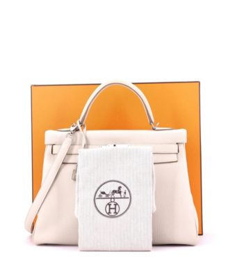 Kelly 32 Handbag Light Togo with Palladium Hardware