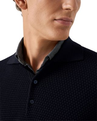 Merino Popcorn Stitch Polo Sweater
