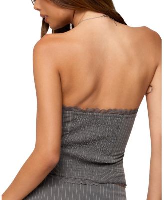  Mona Lacey Pinstripe Strapless Corset