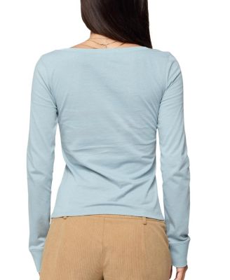  Steffey Scoop Neck Henley Top