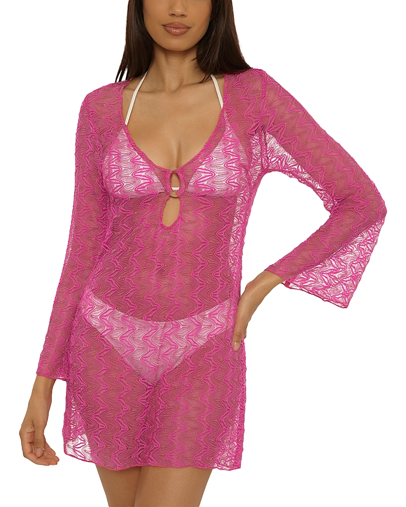 Becca by Rebecca Virtue Golden Riviera Crochet Tunic Swim Cover-Up