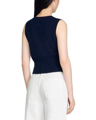 Dan Striped Trim Wool Sleeveless Cropped Sweater