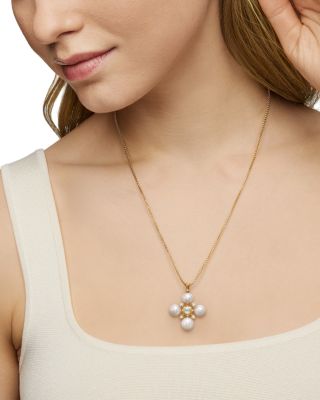 Renaissance Pearl Pendant in 18K Yellow Gold with Pearls and Diamonds, 37.5mm