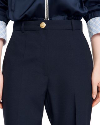 Lionel Straight Wide Leg Wool Blend Trousers