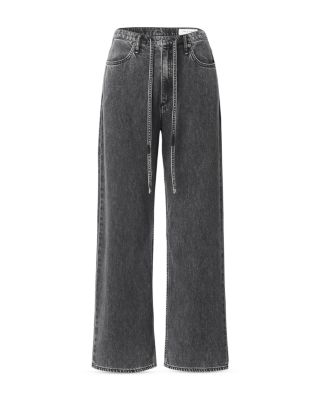 Phoebe Drawstring High Rise Wide Leg Jeans in Anglique