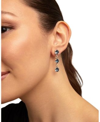 Blue Crystal Drop Stud Earrings