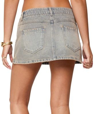 Wrap Mud Wash Denim Mini Skort