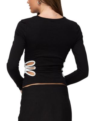 Contrast Cut Out Long Sleeve Top