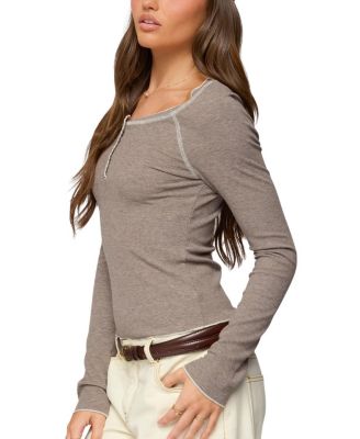  Ensley Contrast Stitch Henley Top