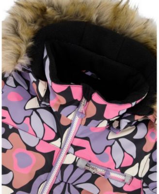  Girls' Two-Piece Play Snowsuit with Allover Print Jacket and Solid Pant - Little Kid