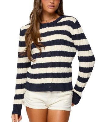 Mildred Striped Cable Knit Cardigan