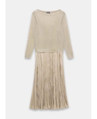  Women's Metallic Knit Layered Sweater Dress