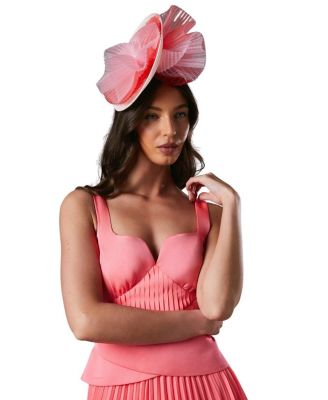  Peplum Cross Detail Pleated Midi Dress