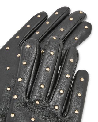 Stud Embellished Leather Gloves - Exclusive