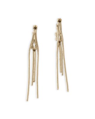 14K Yellow Gold Love Knot Chain Drop Earrings