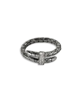 Dark Sterling Silver Spear Diamond Wrap Ring