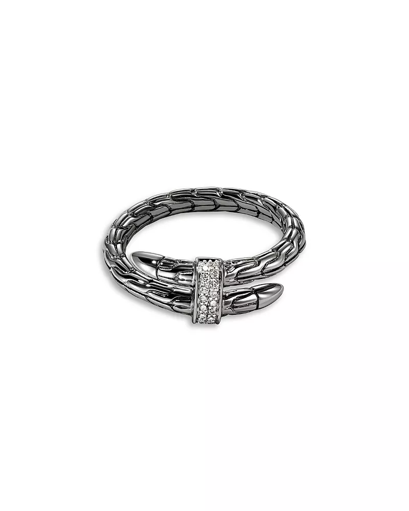 John Hardy Dark Sterling Silver Spear Diamond Wrap Ring