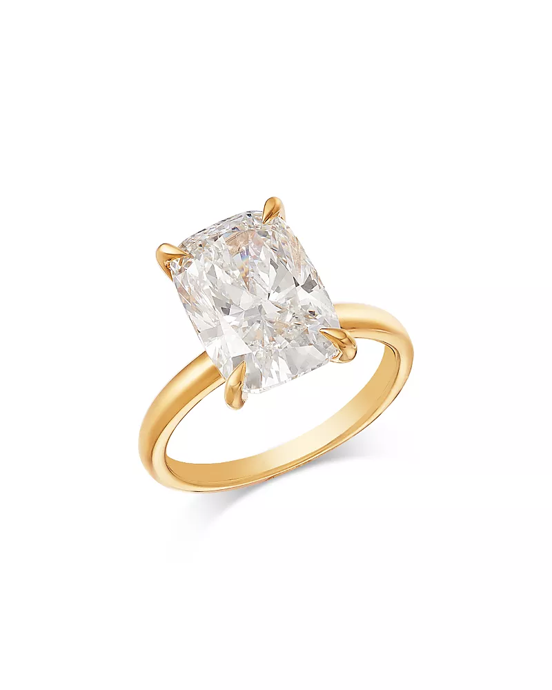 Bloomingdale's Fine Collection Luxe Collection Certified Lab Grown Diamond Elongated Cushion Cut Engagement Ring in 18K Yellow Gold, 5.0 tcw