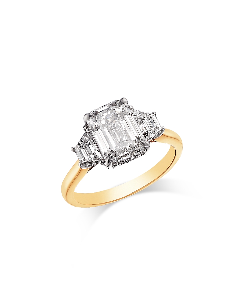 Bloomingdale's Fine Collection Luxe Collection Certified Lab Grown Diamond 3 Stone Engagement Ring in 18K Yellow Gold, 3.85 tcw