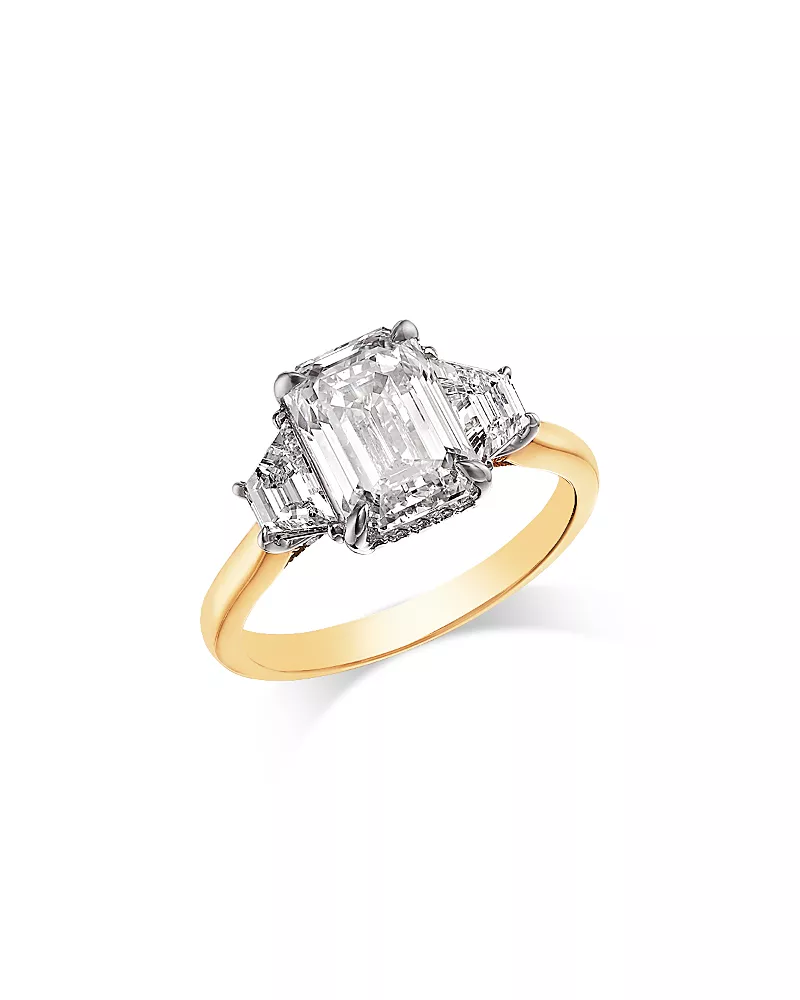 Bloomingdale's Fine Collection Luxe Collection Certified Lab Grown Diamond 3 Stone Engagement Ring in 18K Yellow Gold, 3.85 tcw