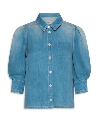 Denim Look Puffed Sleeve Shirt