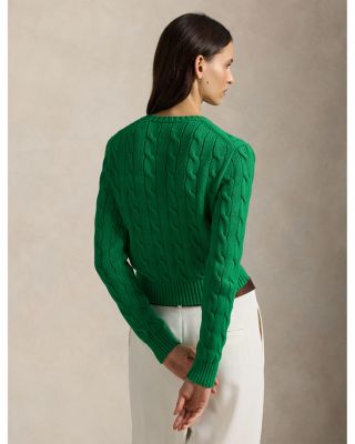 Flag Cable Knit Cropped Sweater