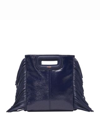 Miss M Mini Fringed Blue Leather Crossbody Bag
