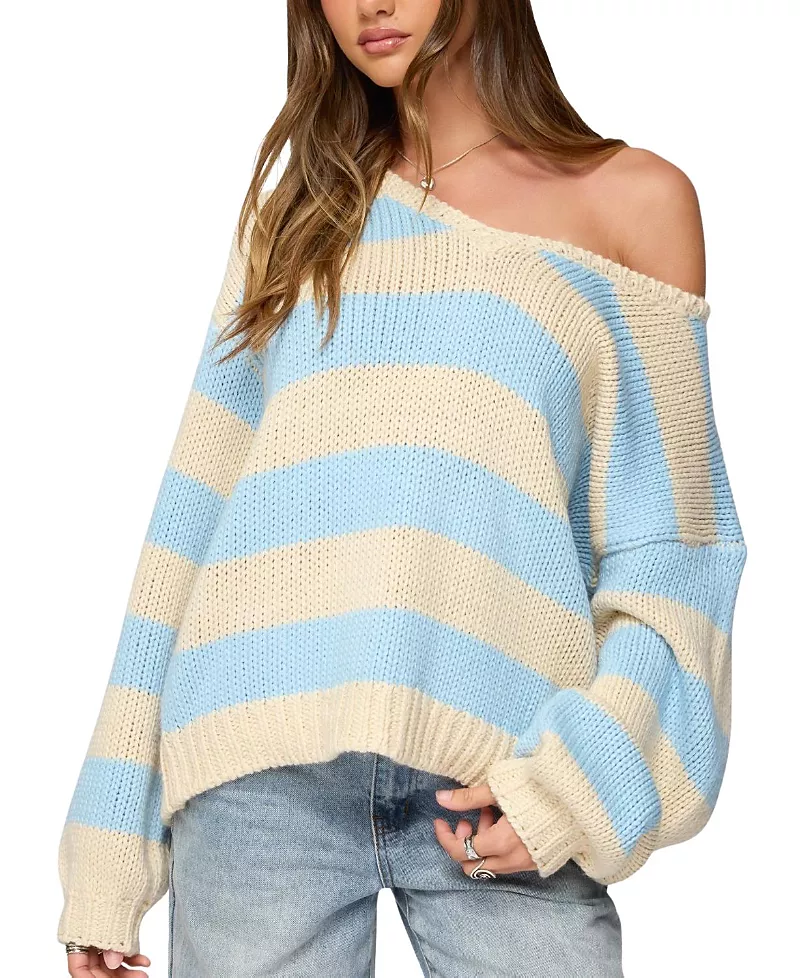 Edikted Tracie Striped Oversized Sweater