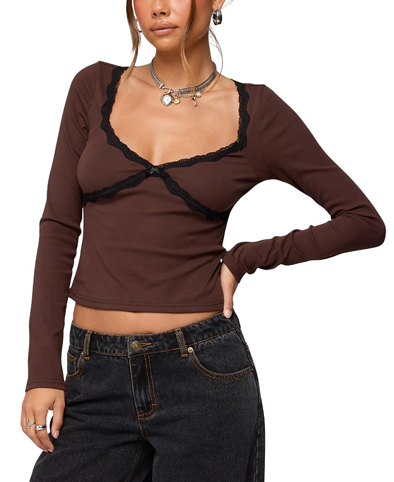 Edikted Porta Contrast Lacey Top